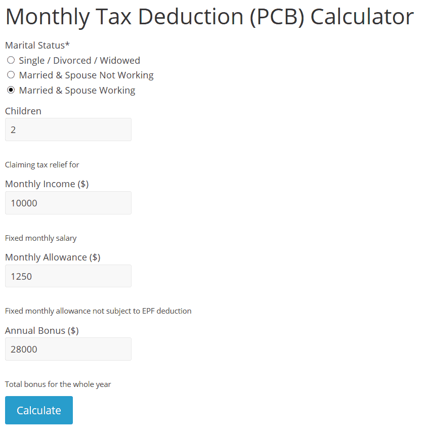 Malaysian Bonus Tax Calculations Mypf My